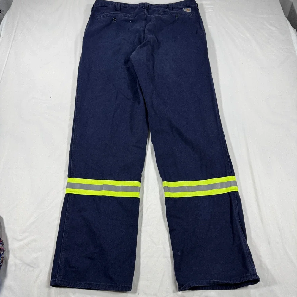 Carhartt FR Flame Resistant Work Pants Navy Blue Reflective Tape 34x34 CAT 2